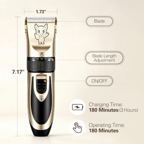 Dog Clippers for Grooming Low Noise (Red)