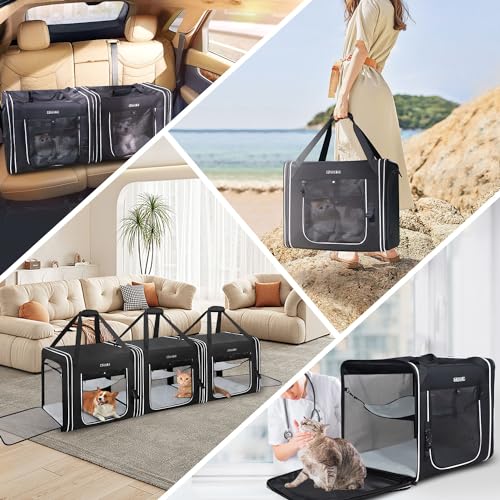 Combinable Pet Car Travel Carrier for a Large Cat (18.0"L x 17.0"W x 17.0"H / Black-1)