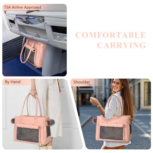 Fashion Pet Carrier Purse for Small Cat and Dog (Pink / 15.8"L x 7.5"W x 11.8"H)