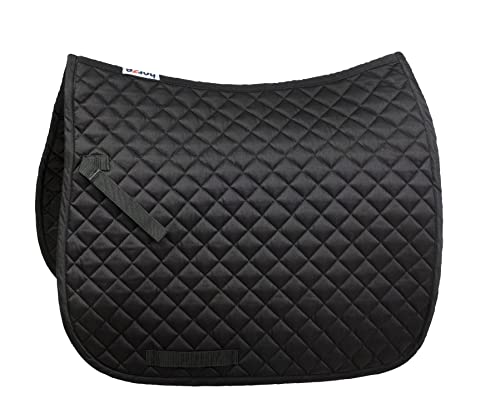 Prinze Soft Quilted Padded Lightweight Dressage Saddle Pad for Horses (Black / Horse)