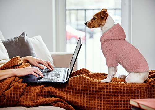 Fuzzy Dog Sweaters for Small Dogs Dog Hoodie Pet Clothes Warm Soft Cozy Coats Hooded Sweatshirt Fleece Small Pet Hoodies Sweater (Small / Pink)