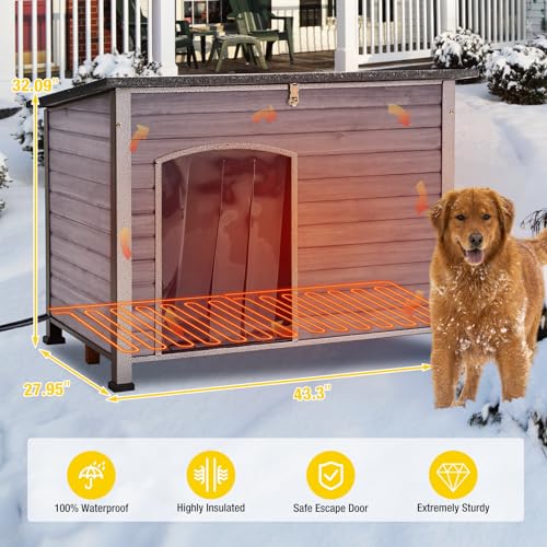 Dog House with Insulated Liner (43.3"Grey(With Insulated Liner))