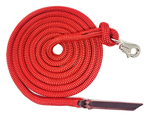 12FT Lead Rope with NP Snap (Red / 12 ft. Nickel Trigger Snap)