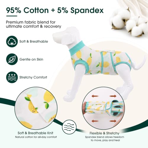 Recovery Suit for Dogs Cats (M (Back:13.4-16.1'', Weight:14-25 Lb) / Lemon Zest)