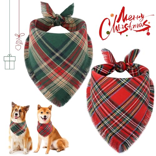 Dog Christmas Bandana with Tassels Edges (Large / Christmas)