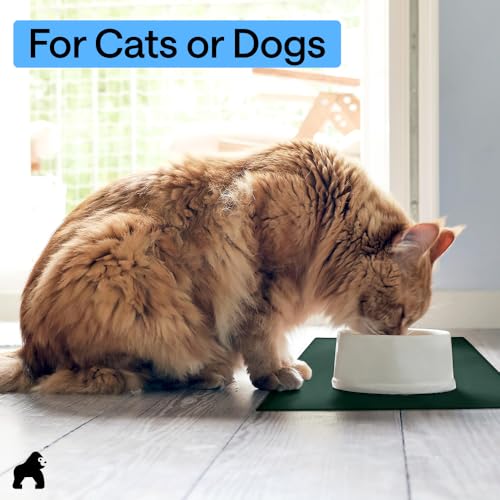Dog Food Mat 100% Waterproof Silicone (Hunter Green / 32"l X 24"w)