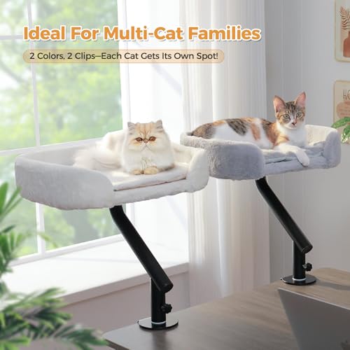 Cat Desk Bed 360°Rotating Supports to 50 Lbs Cozy Nest for Desk (Gray)