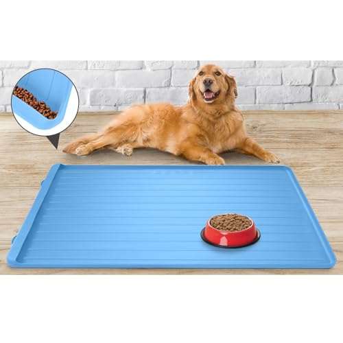 Pet Mats for Food and Water (Blue / 39.4"L x 27"W)