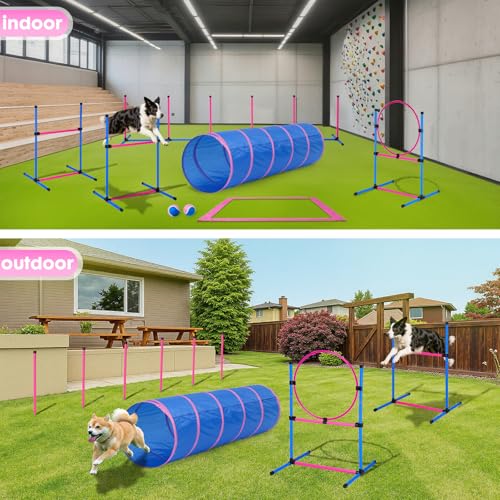 Dog Agility Course Backyard Set (Pink-15 PCS SET)