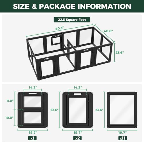 AuraSpace Acrylic Dog Playpen with Whelping Door (Black / 24"H)