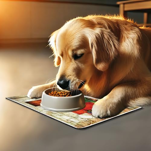 Tuscan Pet Mat for Food and Water (Orange Violet)