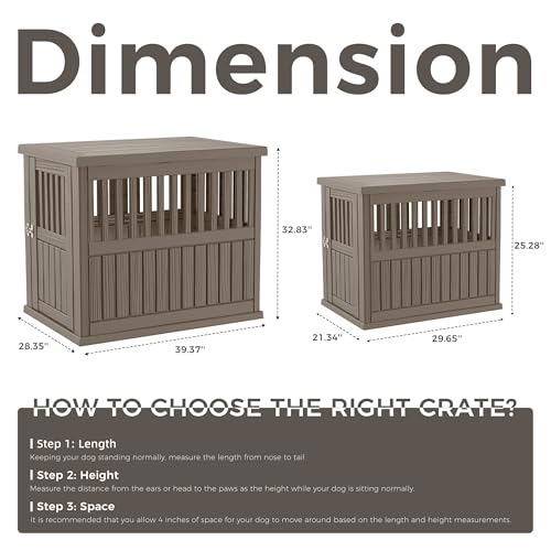 Dog House Resin Outdoor Dog Kennel with Ventilated Design (light gray-A / 39.37*28.35*32.83 INCH)