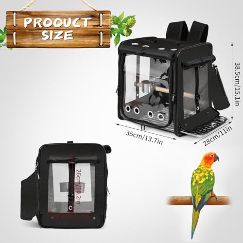 Bird Carrier with Seat Belt for Car Travel (13.5"L x 10.0"W x 15.5"H / Black)