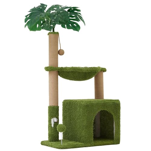 38'' Cat Tree Tower with Scratching Posts Cat Condo Tree Green (Green / 38‘’)