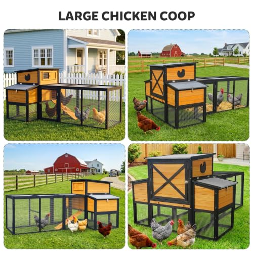 80" Large Wooden Chicken Coop with Run (79.9"L x 51.8"W x 38.4"H)