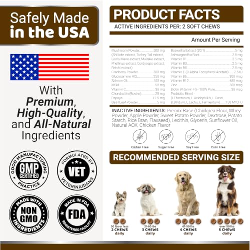 Turkey Tail Mushroom for Dogs (Multivitamin Mushroom Complex / 170 Chews)