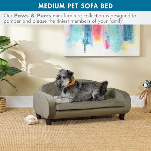 Multi Cat Sofa Elevated Pet Bed for Indoor Cats Raised Cats Couch with Removable Washable Mattress Cover for Kittens (Pet Sofa Medium / Ash)