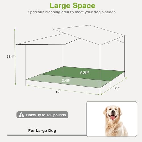 Heated Dog House Extra Large Outdoor with Bowls Weatherproof Dog Kennel with Heating Pad Anti