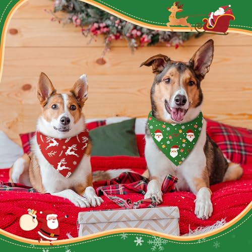 50 Pcs Christmas Bandanas for Dogs Xmas Bandanas Bulk with Santa Snowflake Candy Cane Soft Bibs Adjustable Triangle Doggie Scarf for Small Medium Large Pet (Christmas / 31.5 x 21.7 x21.7 Inch)