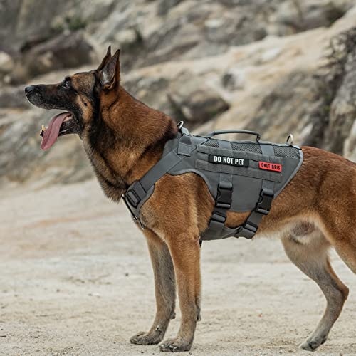 Tactical No Pull Dog Harness for Small Dogs (Grey / S)