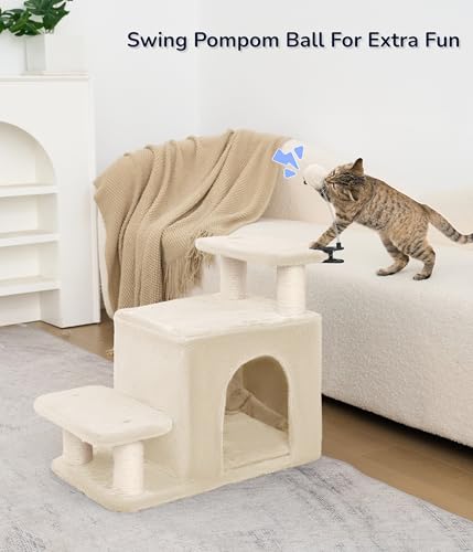 Cat Stairs for Bed (Beige)