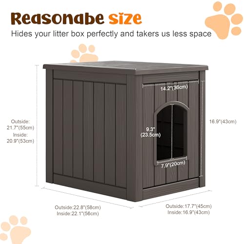 Outdoor & Indoor Dog House for Weatherproof and Stylish Furniture (Deep Grey / 17.7" L × 22.8" W × 21.7" H)