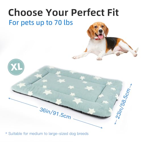 Dog Crate Pad Washable Dog Bed for Crate Flat Cat Pet Kennel Mat (36''L x 23''W x 1.5''Th / Blue)