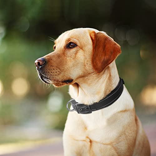 Heavy Duty Dog Collar for Large Dogs with Metal Belt Buckle (Large(19"-23") / Black)