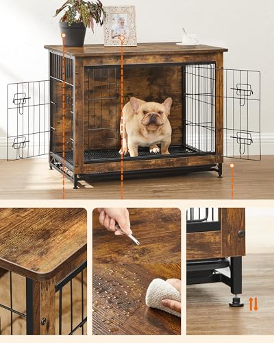 32.5" Dog Crate Furniture (Rustic Brown / 32.5"L x 21.9"W x 25.2"H)