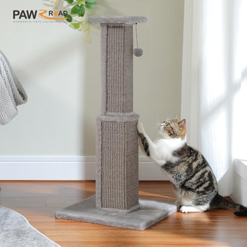 Cat Scratching Post 32” Tall Square Cat Scratcher (Grey)