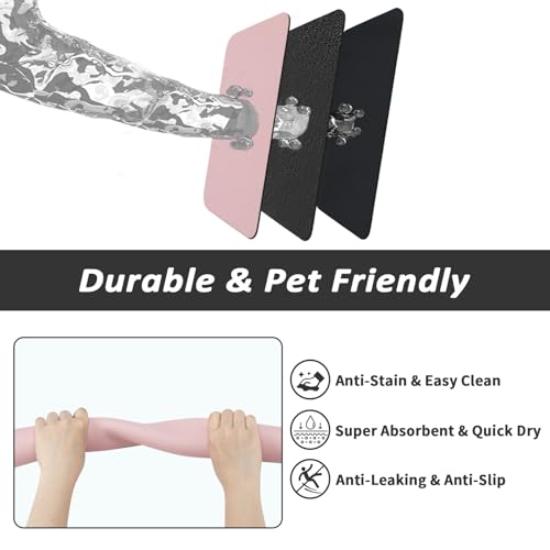 Dog Food Mat Absorbent Cat Mat for Food and Water (Pink / 24"L x 16"W)