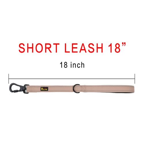 Short Dog Leash with Padded Handle for Medium Large Dogs (Beige / 18 Inch (Pack of 1))