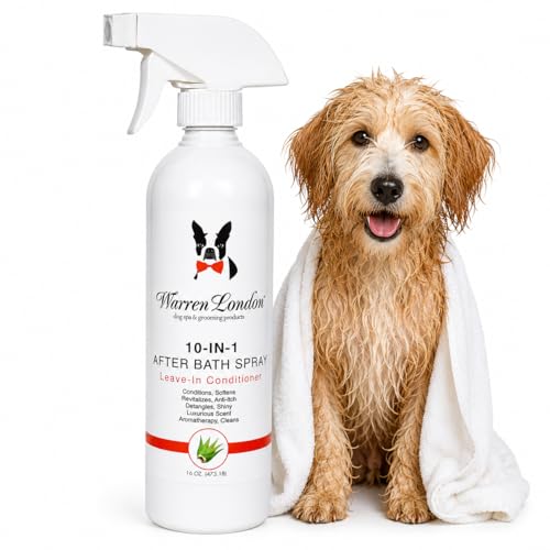 10-in-1 Dog Spray & Rake Brush Combo | Detangles, Softens & Reduces Shedding | 16oz After Bath Spray + Dematting Rake