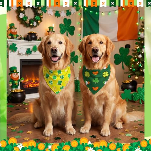 50 Pcs St Patrick's Day Dog Bandanas Bulk Green Shamrocks Bandanas for Dogs Triangle Kerchief Bibs Scarf for Pet Irish Costume Photo Props Pet Shops Groomer (St Patricks Day / 31.5 x 21.7 x 21.7")