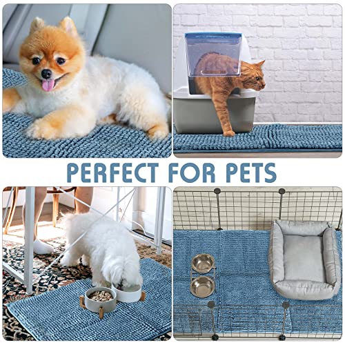 4 Pcs Guinea Pig Cage Liner (Blue / 16 x 24 Inch / Low Pile Chenille)