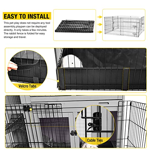 Rabbit Pen Indoor Bunny Pet Playpen Large Guinea Pig Outdoor Exercise Run Pet Enclosure (Black / 30" x 22.8" x 28.6")