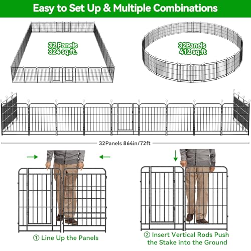 Heavy Duty Dog Playpen 32 Steel Panels 40" Height (27"W x 40"H)