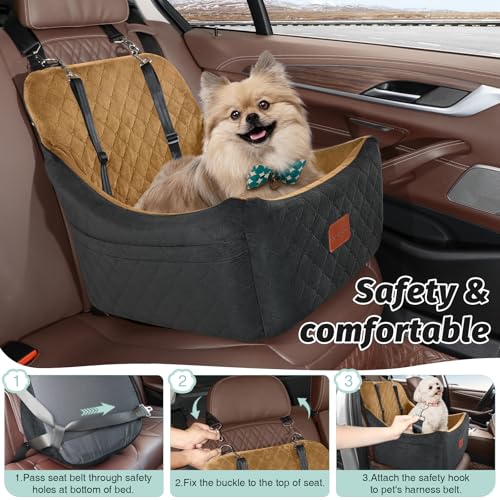 Dog car seat for Medium Dogs (Black/Coffee / Medium)