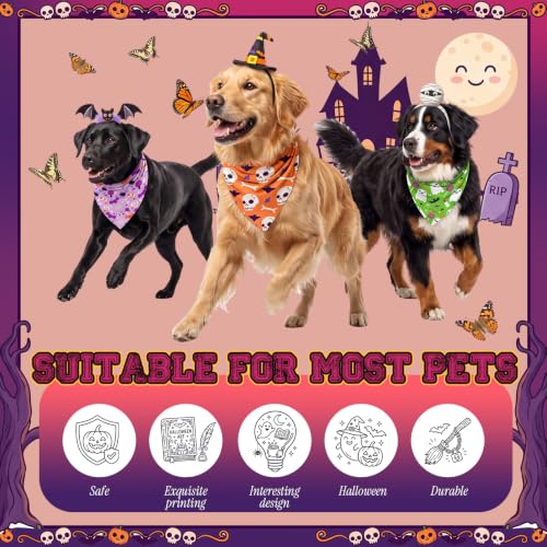 50 Pcs Halloween Dog Bandanas Bulk (31.5 x 21.7 x 21.7 Inch / Halloween)