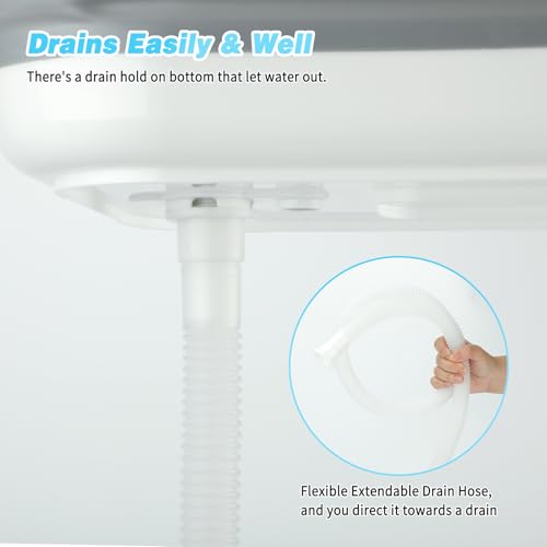 2 in 1 Collapsible Elevated Dog Bathtub Station with Drain Collar (With Elevated Stand)