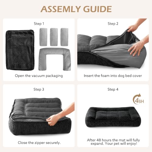 Extra Large Orthopedic Dog Beds Large Sized Dog (XXL(48"L x 34.5"W x 10"Th) / Black)