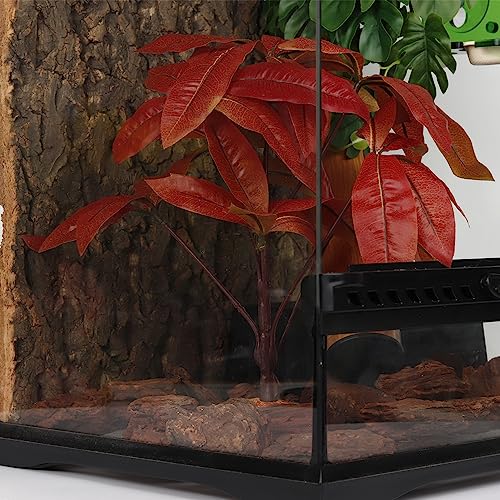 Fake Red Money Tree Reptile Terrarium Decor (N-fake Red Money Tree Plant)