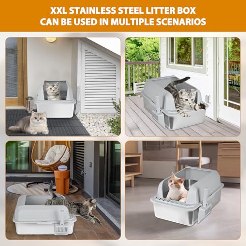 Stainless Steel Sifting Litter Box for Pine Pellets (6 Inch)