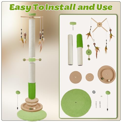 38" Tall Sisal Cat Scratching Post with Stable Base for Indoor Adult Cats (38 Inch Tall)