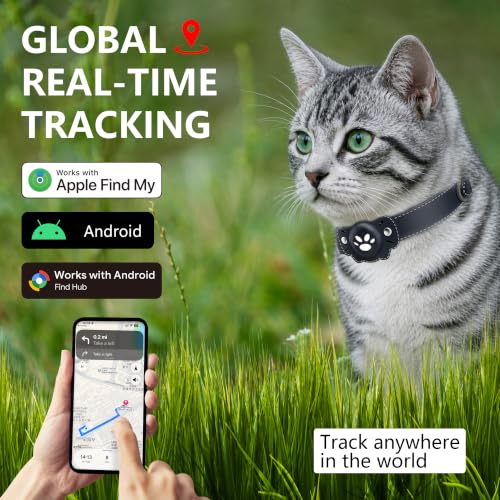 2-in-1 GPS Tracker for Cats: Smart Pet Collar with Real-Time Tracking,No Monthly Fee/Subscription (iOS & Android) Waterproof, Anti-Lost,365-Day Long Battery Life GPS Tracker Cat Collar (Blue) (Blue)