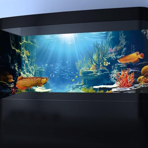 72X18IN Blue Sea Floor Aquarium Background (72X18in/180X45cm / Coral)