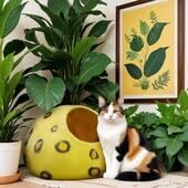 Woolygon Premium Felt Cat Cave Bed - Polka Dot Series - Wool Kitty Beds Handcrafted Kitten Caves Bed for Indoor Cats - Eco-Friendly Merino Wool, Foldable Cat Hideaway Cat Houses Pod - Pet Explorer