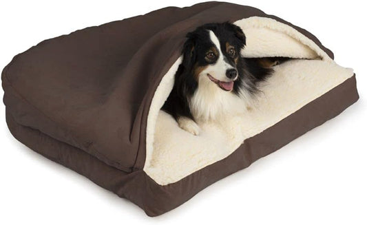 Snoozer Pet Products Luxury Rectangle Cozy Cave Dog Bed with Microsuede, Medium, Hot Fudge - Pet Explorer