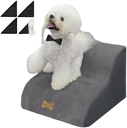 Dog Stairs for High Beds Couches 2-Step 2-5 Step Pet Stairs Steps for Small Large Dogs Cats Non-Slip Balanced Ramp Indoor Stairs with Non-Slip Sticker 30D Grey - Pet Explorer