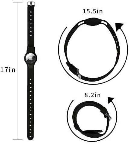 SaharaCase Silicone Dog Collar for Apple AirTag (Small and Medium Dogs) [Shockproof Bumper] Rugged Protection Antislip Grip (Black)
